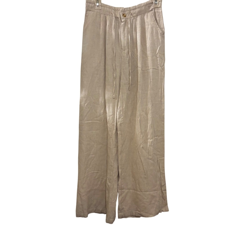 Thread Supply Women's Pants Medium NWT Cream Paper bag Waist Wide Leg Linen